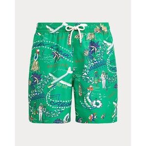 NWT Polo Ralph Lauren Hawaiian Traveller Tropical Swim Shorts Men Sz 3XB Green